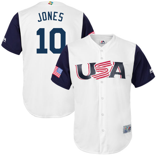 Men's USA Baseball 10 Adam Jones White 2017 World Baseball Classic Jersey