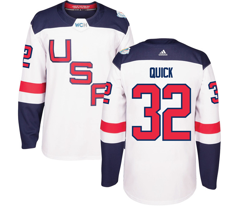 USA 32 Jonathan Quick White 2016 World Cup Of Hockey Premier Player Jersey