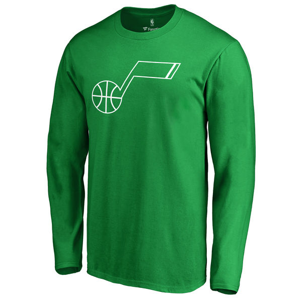 Utah Jazz Fanatics Branded Kelly Green St. Patrick's Day White Logo Long Sleeve T-Shirt
