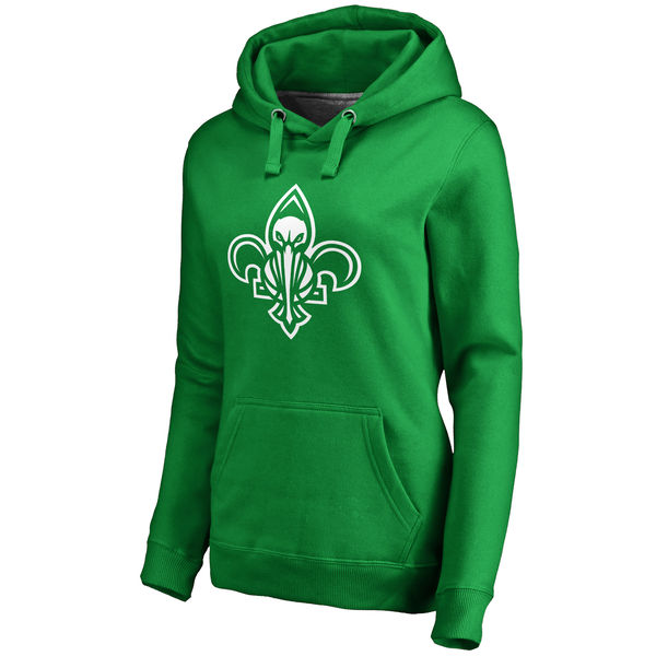 New Orleans Pelicans Fanatics Branded Women's Kelly Green St. Patrick's Day White Logo Pullover Hoodie