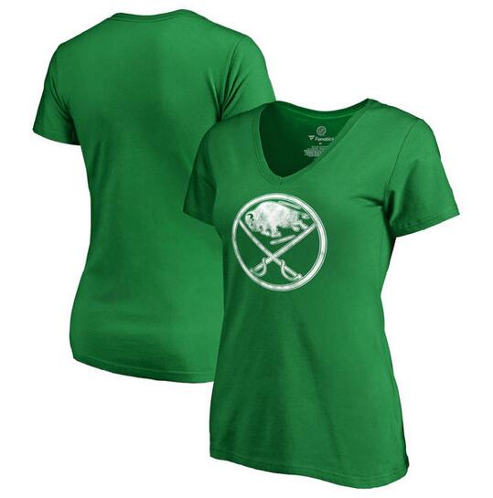 Buffalo Sabres Fanatics Branded Women's St. Patrick's Day White Logo T-Shirt Kelly Green