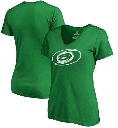 Carolina Hurricanes Fanatics Branded Women's Plus Sizes St. Patrick's Day White Logo T-Shirt Kelly Green