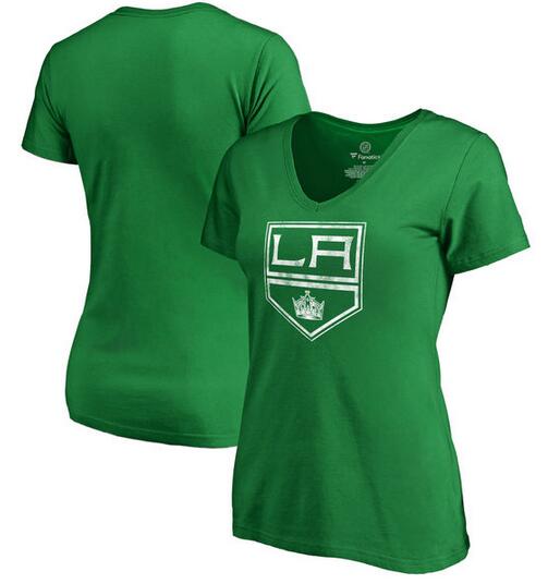 Los Angeles Kings Fanatics Branded Women's Plus Sizes St. Patrick's Day White Logo T-Shirt Kelly Green