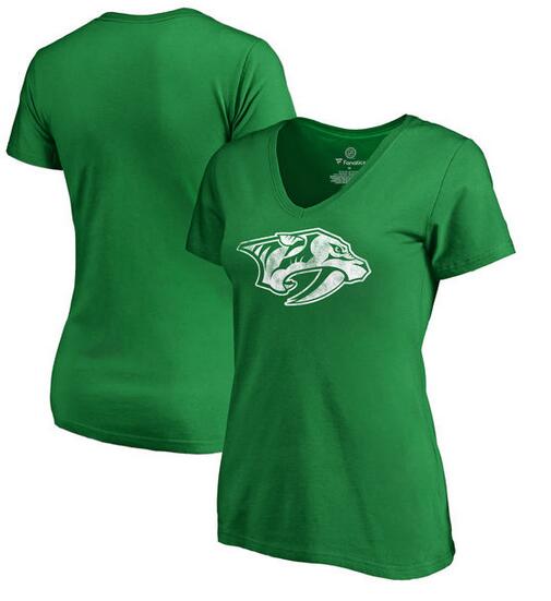 Nashville Predators Fanatics Branded Women's Plus Sizes St. Patrick's Day White Logo T-Shirt Kelly Green