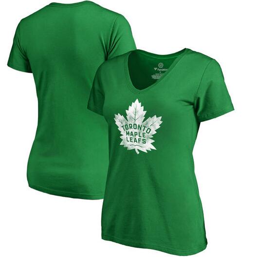 Toronto Maple Leafs Fanatics Branded Women's St. Patrick's Day White Logo T-Shirt Kelly Green