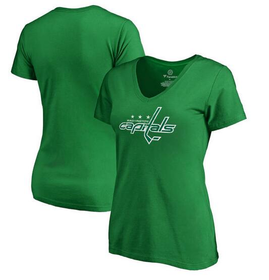 Washington Capitals Fanatics Branded Women's St. Patrick's Day White Logo T-Shirt Kelly Green