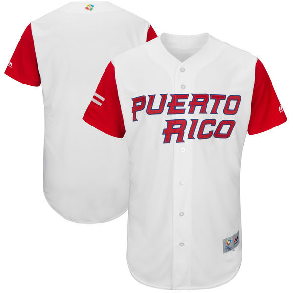 Men's Puerto Rico Baseball Majestic White 2017 World Baseball Classic Authentic Team Jersey