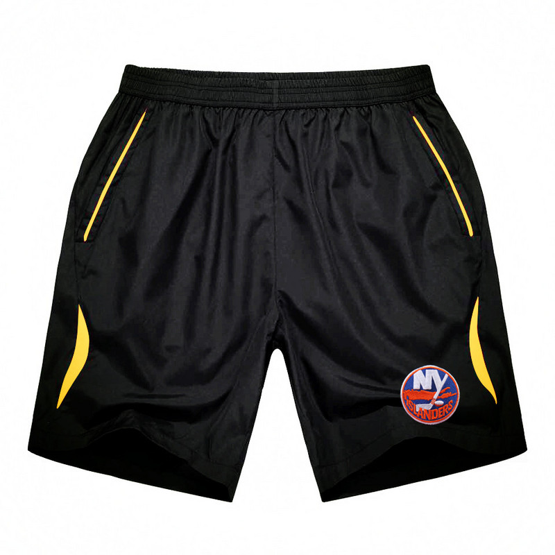 Men's New York Islanders Black Gold Stripe Hockey Shorts
