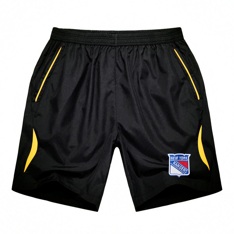 Men's New York Rangers Black Gold Stripe Hockey Shorts