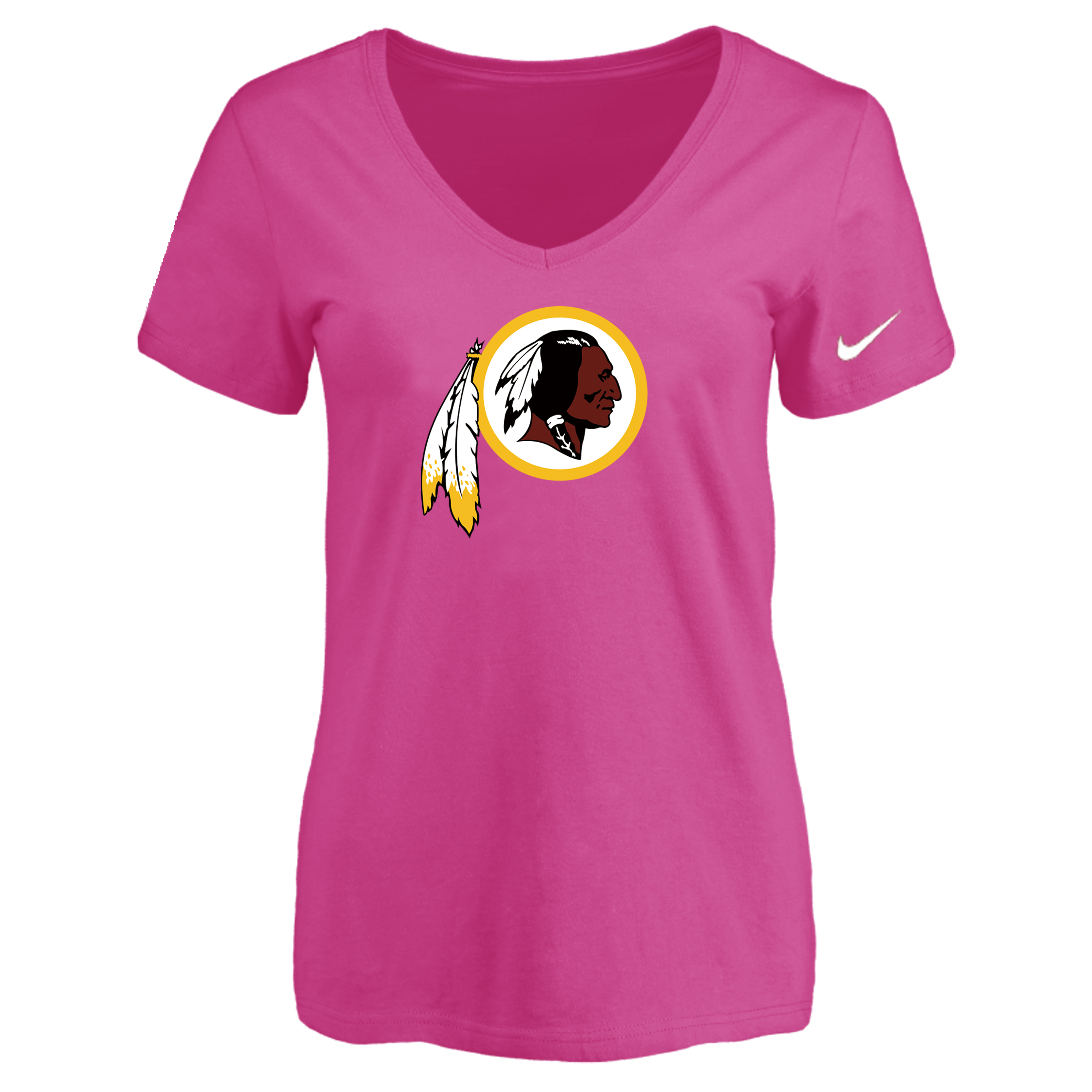 Washington Redskins Peach Women's Logo V neck T-Shirt