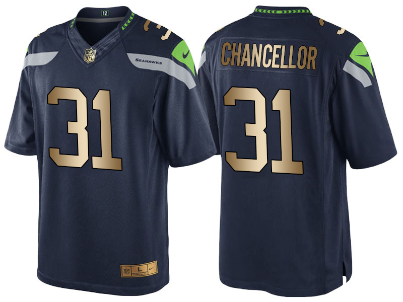 Nike Seahawks 31 Kam Chancellor Navy Gold Game Jersey