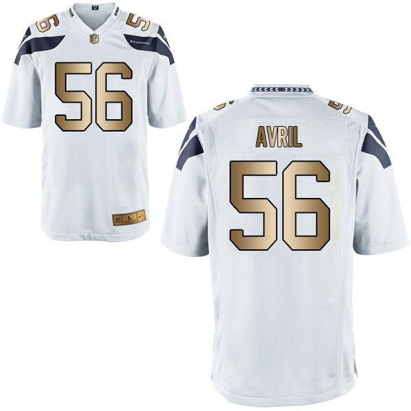 Nike Seahawks 56 Cliff Avril White Gold Game Jersey