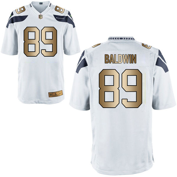 Nike Seahawks 89 Doug Baldwin White Gold Game Jersey
