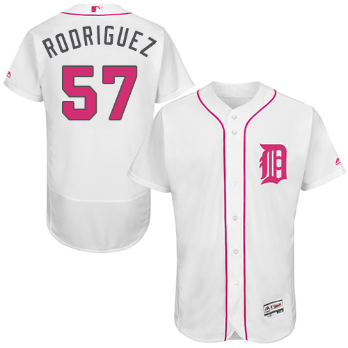 Tigers 57 Francisco Rodriguez White Mother's Day Flexbase Jersey