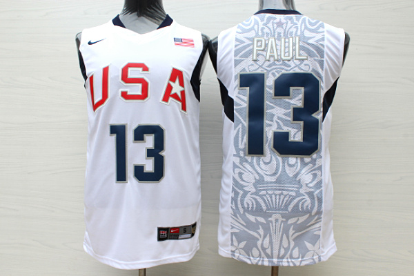 Team USA Basketball 13 Chris Paul White Nike Stitched Jersey
