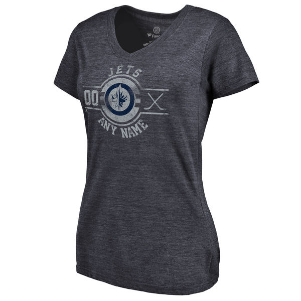 Winnipeg Jets Fanatics Branded Women's Personalized Insignia Tri Blend T-Shirt Navy