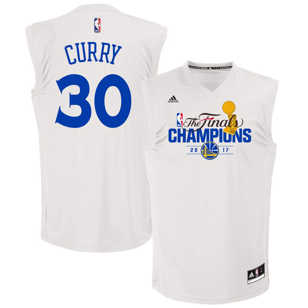 Warriors 30 Stephen Curry White 2017 NBA Champions Replica Jersey