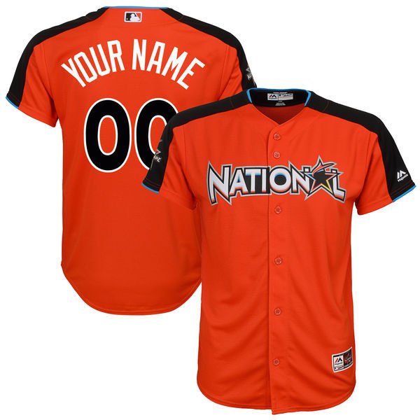 Youth National League Majestic Orange 2017 MLB All-Star Game Personalized Home Run Derby Jersey