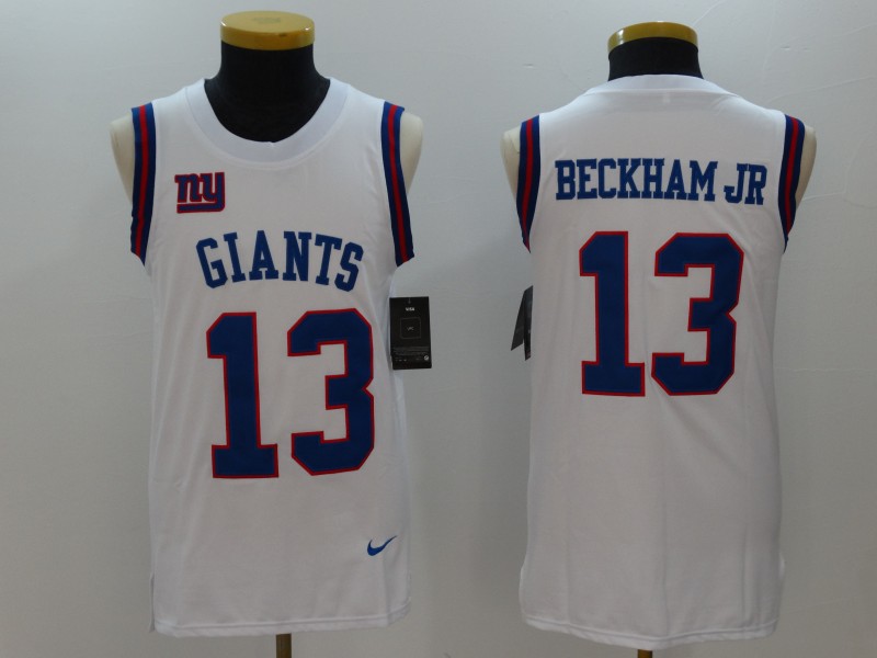 Nike Giants 13 Odell Beckham Jr White Color Rush Name & Number Tank Top