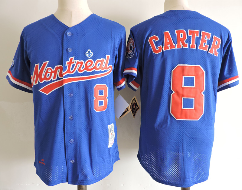 Expos 8 Gary Carter Blue Cooperstown Collection Mesh Batting Practice Jersey