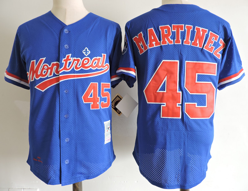 Expos 45 Pedro Martinez Blue Cooperstown Collection Mesh Batting Practice Jersey