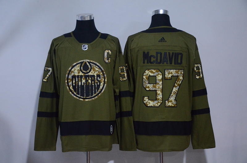 Oilers 97 Connor McDavid Olive Green Adidas Jersey