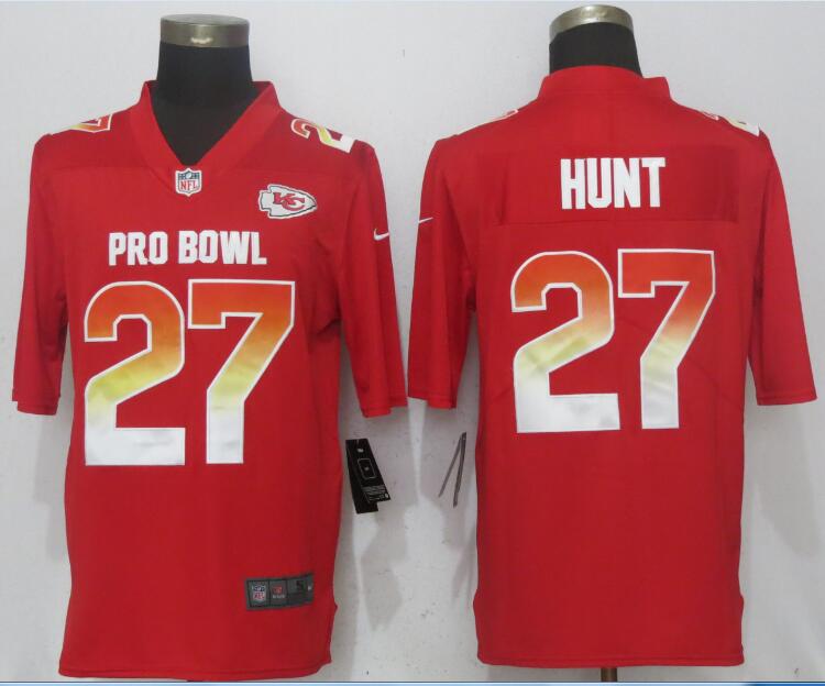 Nike AFC Chiefs 27 Kareem Hunt Red 2018 Pro Bowl Game Jersey