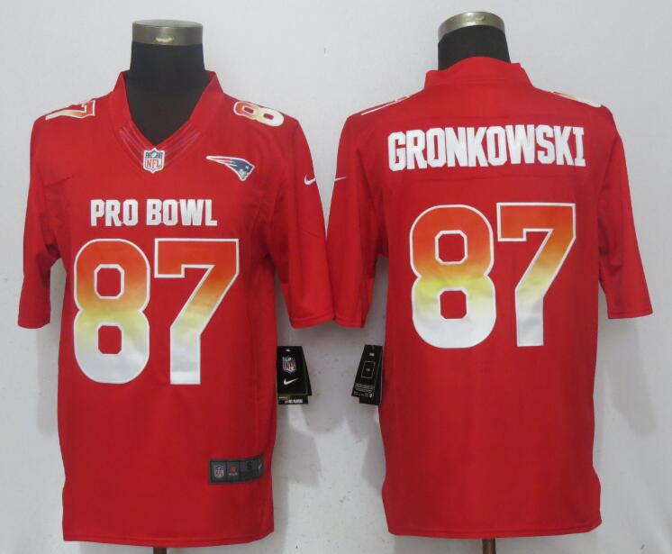 Nike AFC Patriots 87 Rob Gronkowski Red 2018 Pro Bowl Limited Jersey