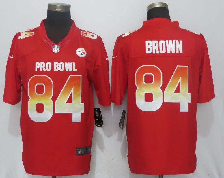 Nike AFC Steelers 84 Antonio Brown Red 2018 Pro Bowl Limited Jersey