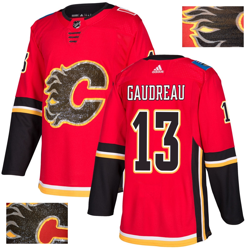 Flames 13 Johnny Gaudreau Red With Special Glittery Logo Adidas Jersey