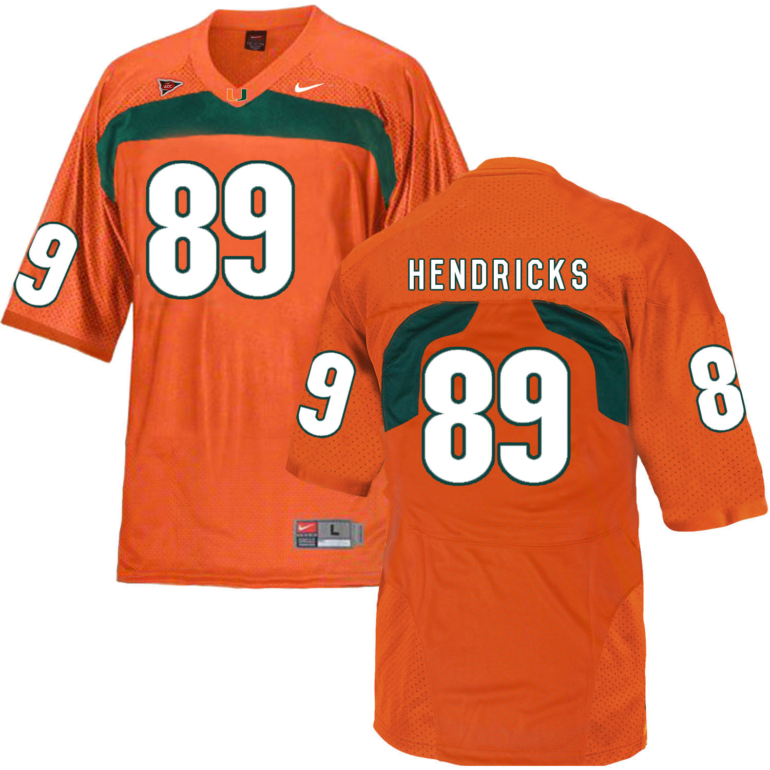 Miami Hurricanes 89 Hendricks Orange College Football Jersey