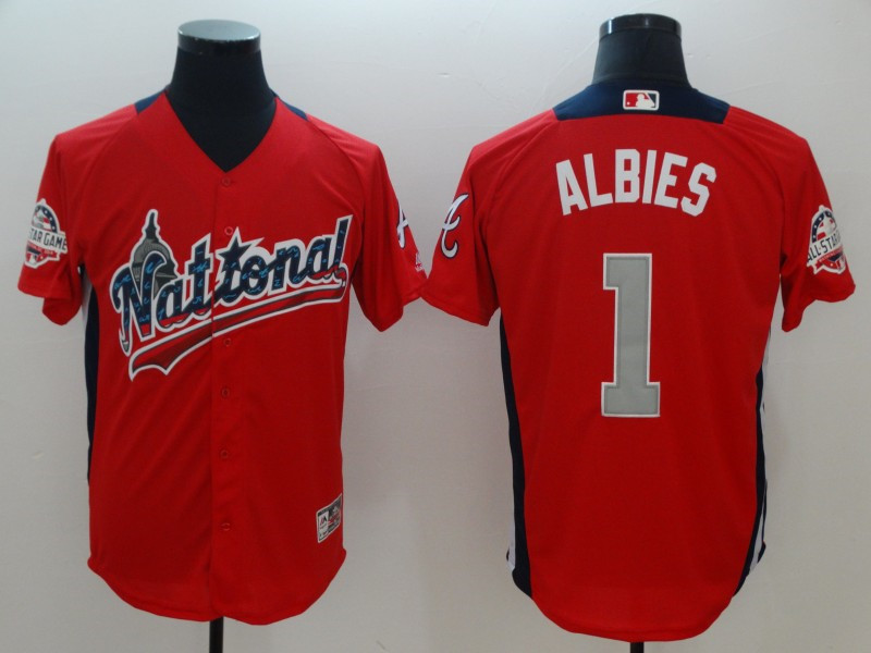 National League 1 Ozzie Albies Red 2018 MLB All-Star Game Home Run Derby Jersey