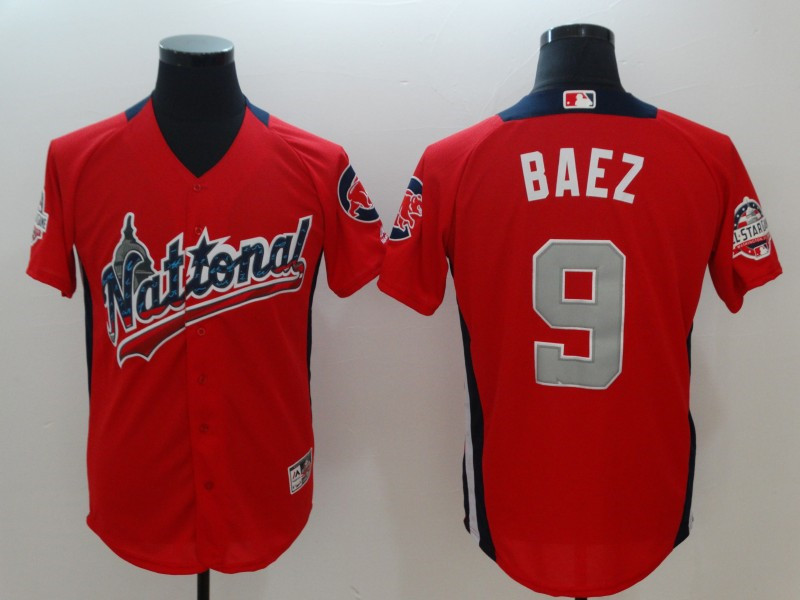 National League 9 Javier Baez Red 2018 MLB All-Star Game Home Run Derby Jersey