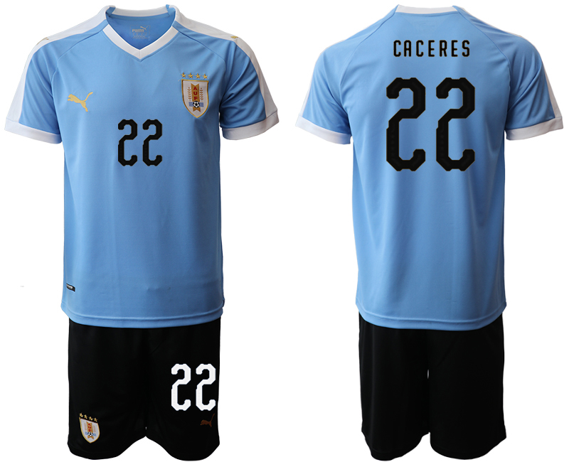 2019-20 Uruguay 22 CACERES Home Soccer Jersey