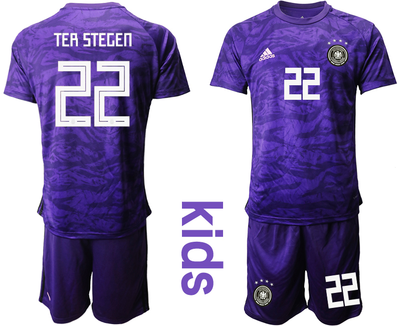 2019-20 Germany 22 TER STEGEN Purple Goalkeeper Youth Soccer Jersey