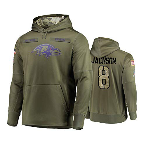 Nike Ravens 8 Lamar Jackson 2019 Salute To Service Stitched Hooded Sweatshirt