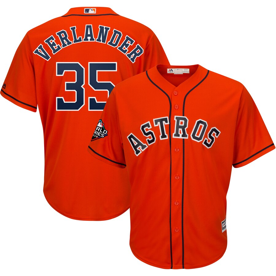 Astros 35 Justin Verlander Orange 2019 World Series Bound Cool Base Jersey