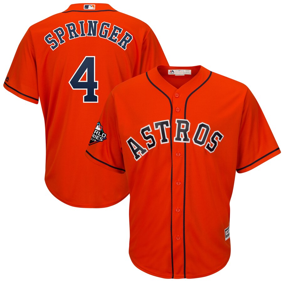 Astros 4 George Springer Orange 2019 World Series Bound Cool Base Jersey