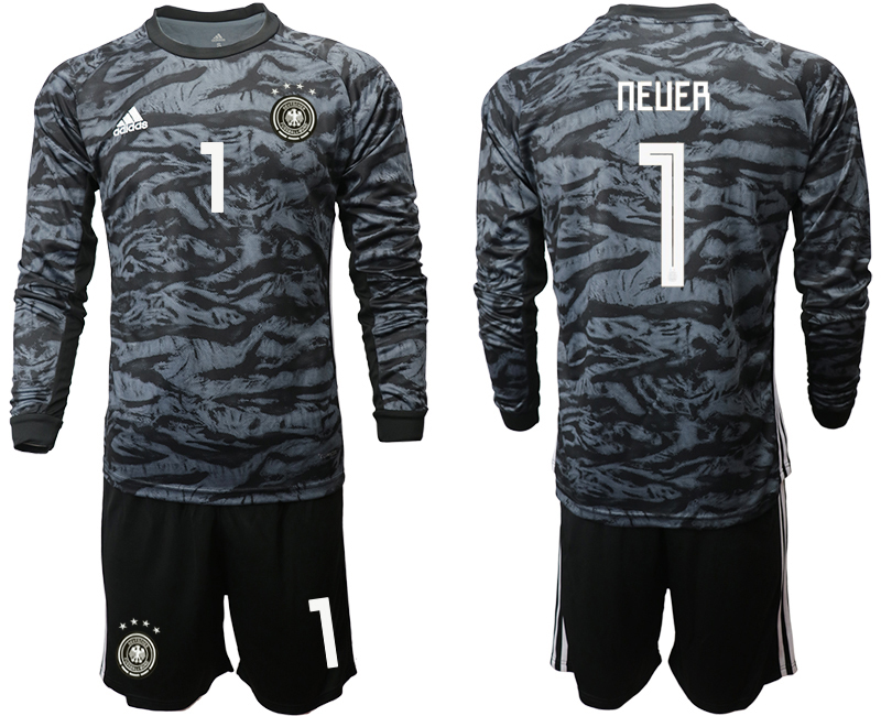 2019-20 Germany 1 NEUER Black Long Sleeve Goalkeeper Soccer Jersey