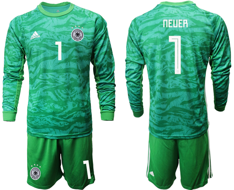 2019-20 Germany 1 NEUER Green Long Sleeve Goalkeeper Soccer Jersey