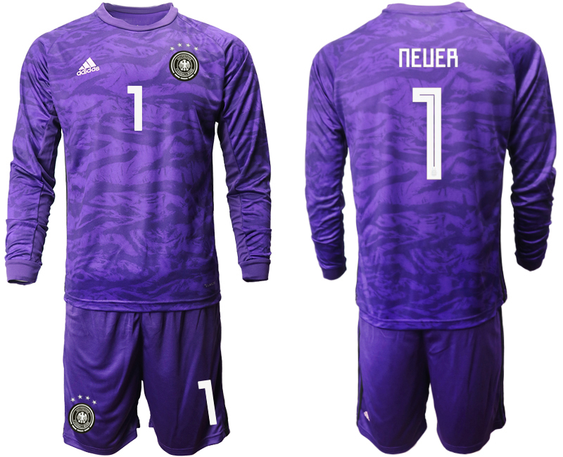 2019-20 Germany 1 NEUER Purple Green Long Sleeve Goalkeeper Soccer Jersey