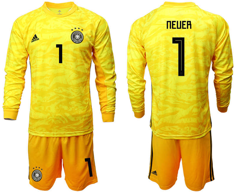 2019-20 Germany 1 NEUER Yellow Long Sleeve Goalkeeper Soccer Jersey