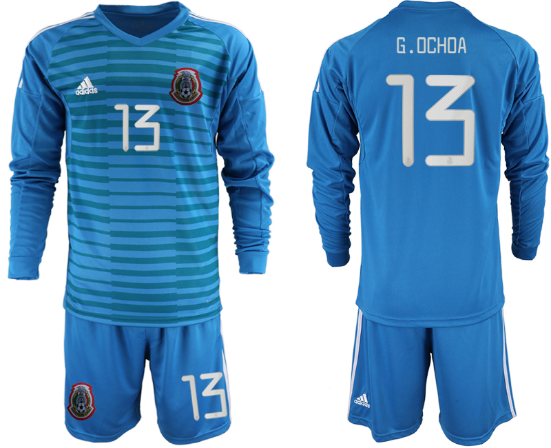2019-20 Mexico 13 G.OCHOA Blue Long Sleeve Goalkeeper Soccer Jersey