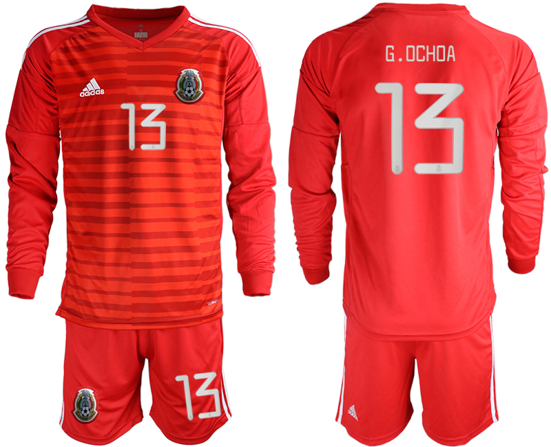 2019-20 Mexico 13 G.OCHOA Red Long Sleeve Goalkeeper Soccer Jersey