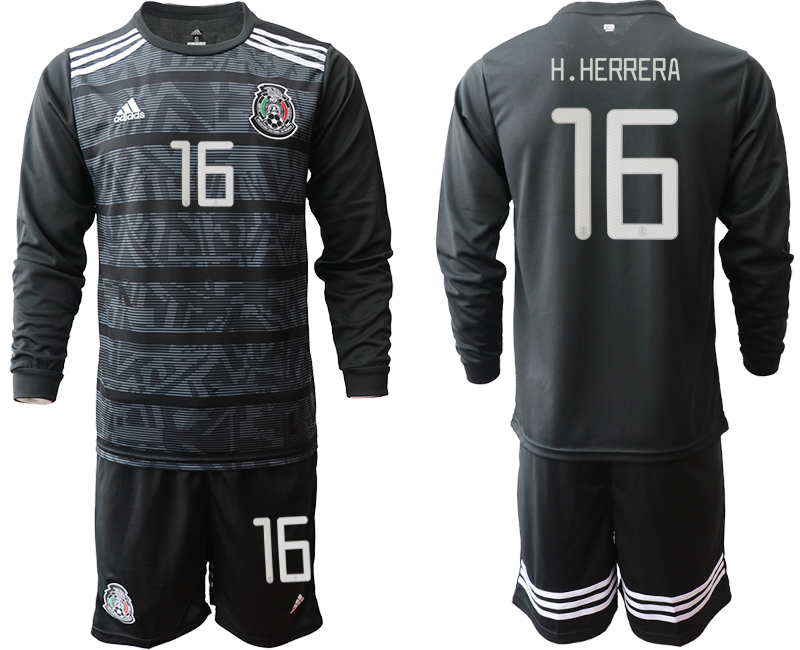 2019-20 Mexico 16 H.HERRERA Home Long Sleeve Soccer Jersey