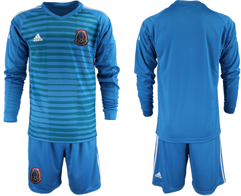 2019-20 Mexico Blue Long Sleeve Goalkeeper Soccer Jersey