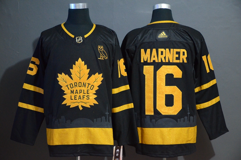 Maple Leafs 16 Mitchell Marner Black With Special Glittery Logo Adidas Jersey