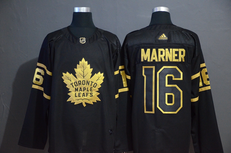 Maple Leafs 16 Mitchell Marner Black Gold Adidas Jersey