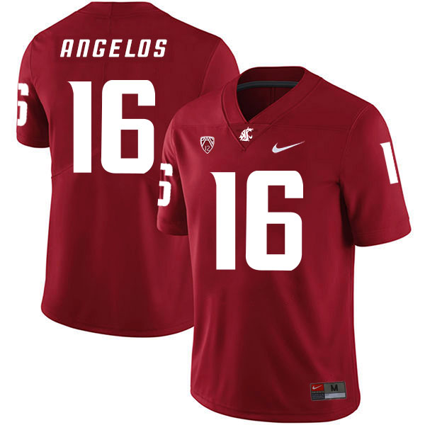 Washington State Cougars 16 Aaron Angelos Red College Football Jersey
