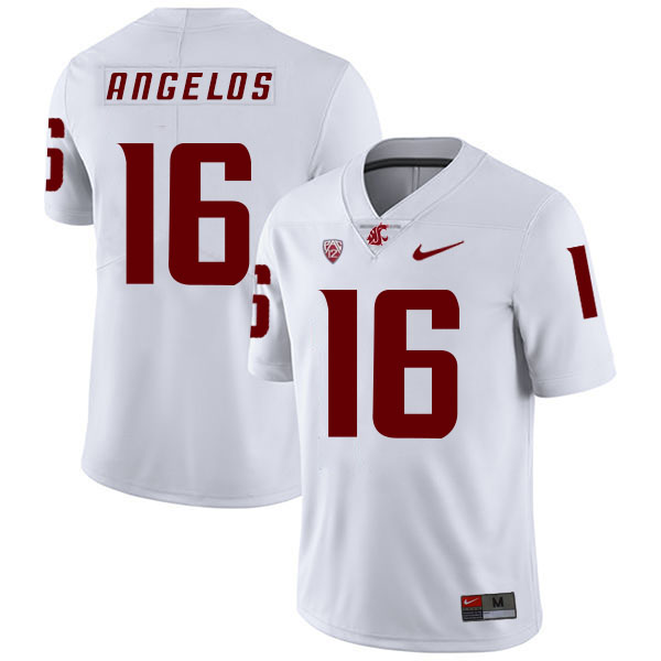 Washington State Cougars 16 Aaron Angelos White College Football Jersey